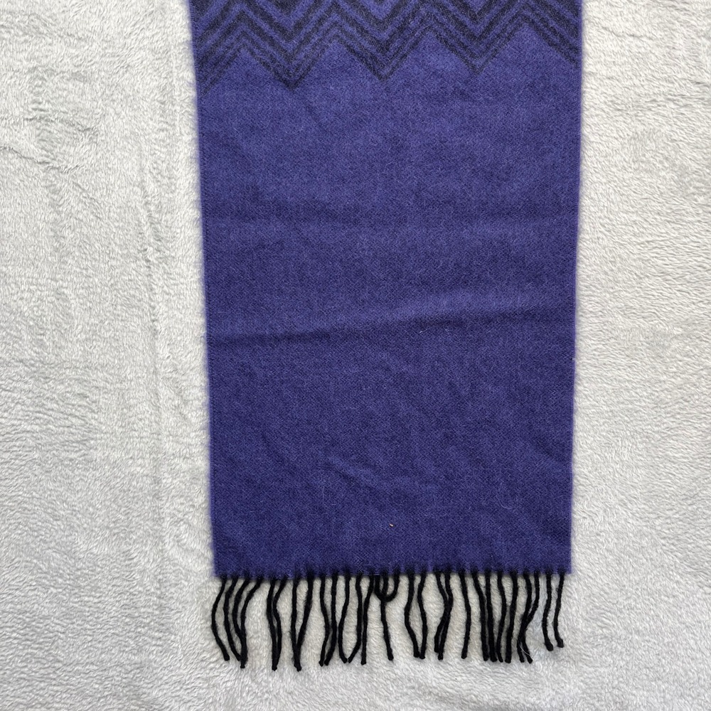 Kuna Scarf Purple Blue‎ 100% Baby Alpaca Chevron Geometric Fringe Peru - Picture 6 of 14